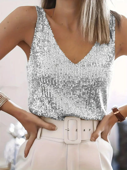 Elegant Shimmering Sequin Top with Comfortable Fit and Stylish Design - Jamota