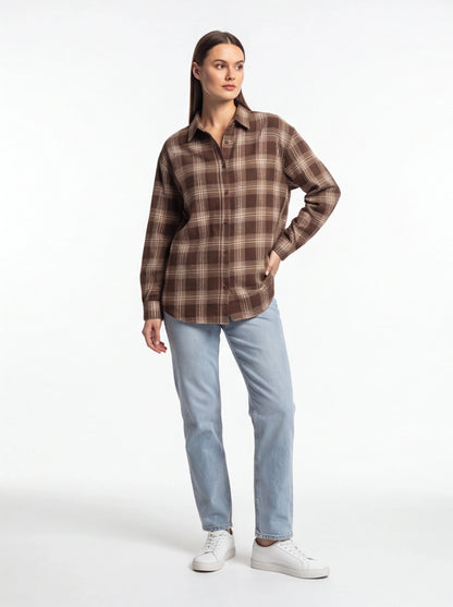 Cozy Oversized Plaid Shirt | Soft Cotton Blend | Relaxed Fit