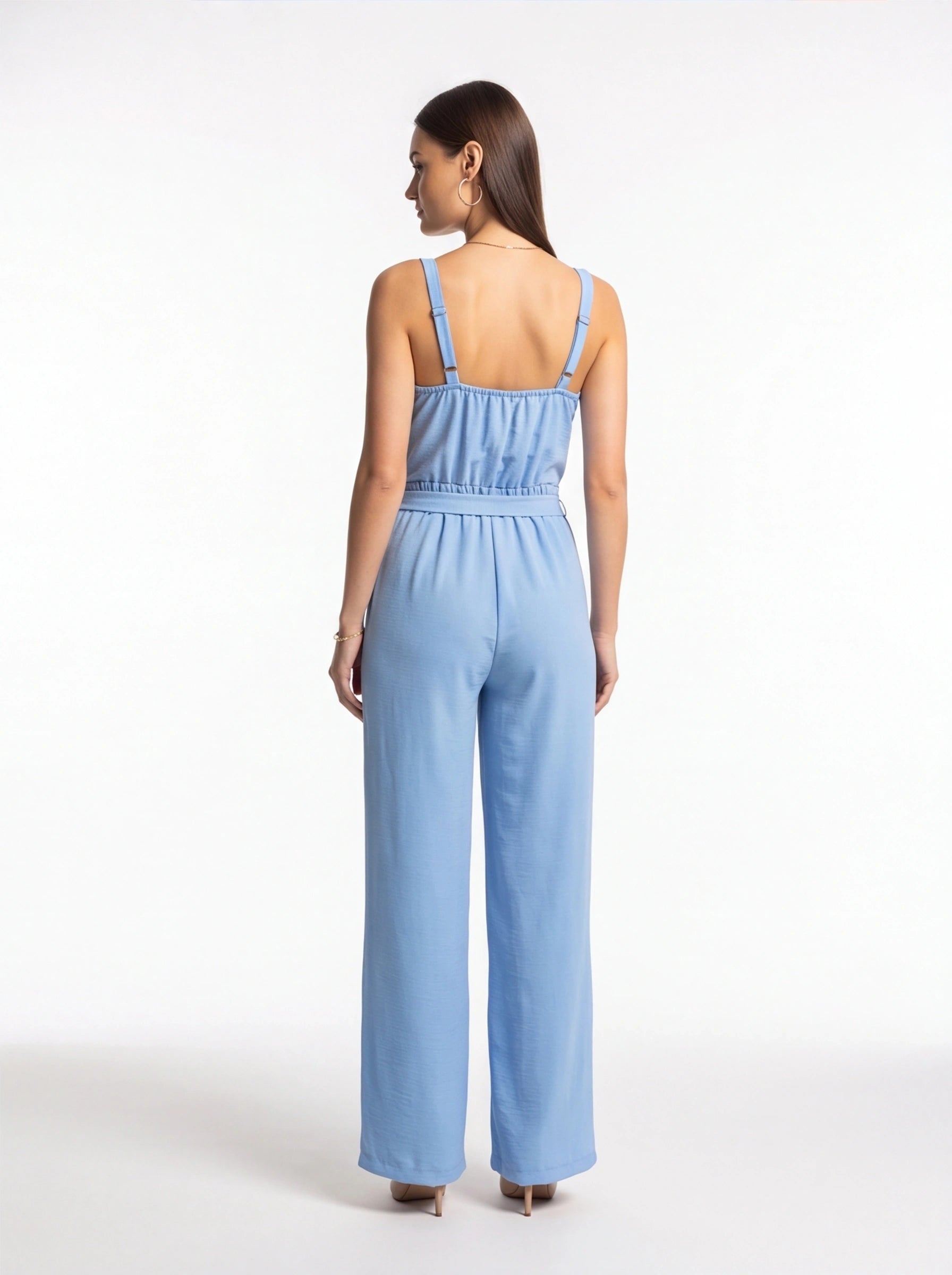 Elegant Chic Wide-Leg Jumpsuit with Pockets and Adjustable Straps by Jamota One-Pieces Jumpsuits