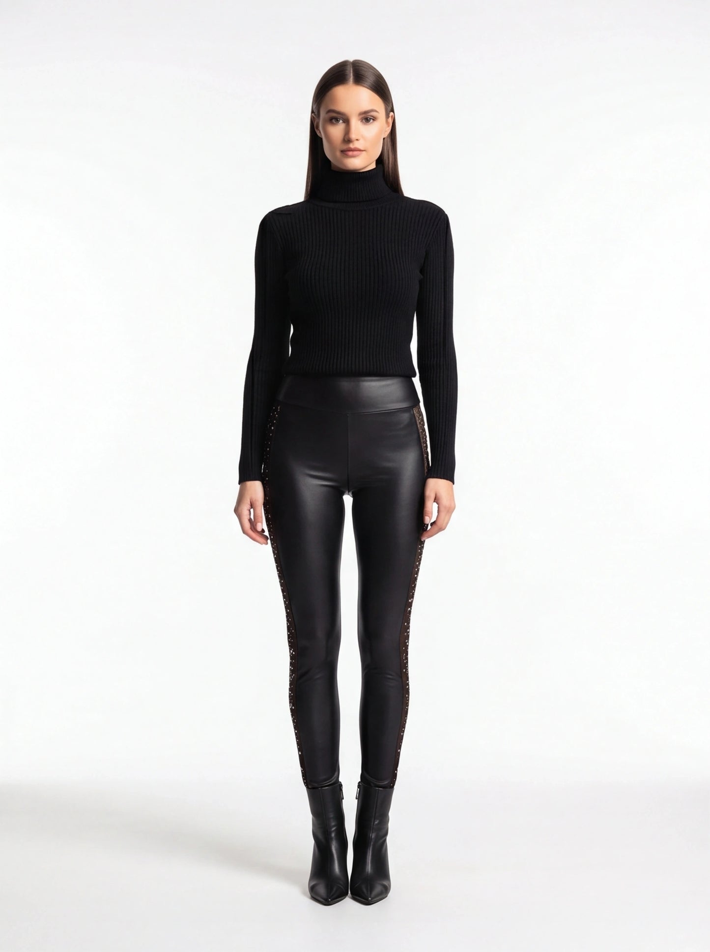 Chic High-Waisted Skinny Pants with Stretch Fabric and Pockets