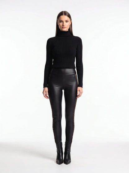 Chic High-Waisted Skinny Pants with Stretch Fabric and Pockets