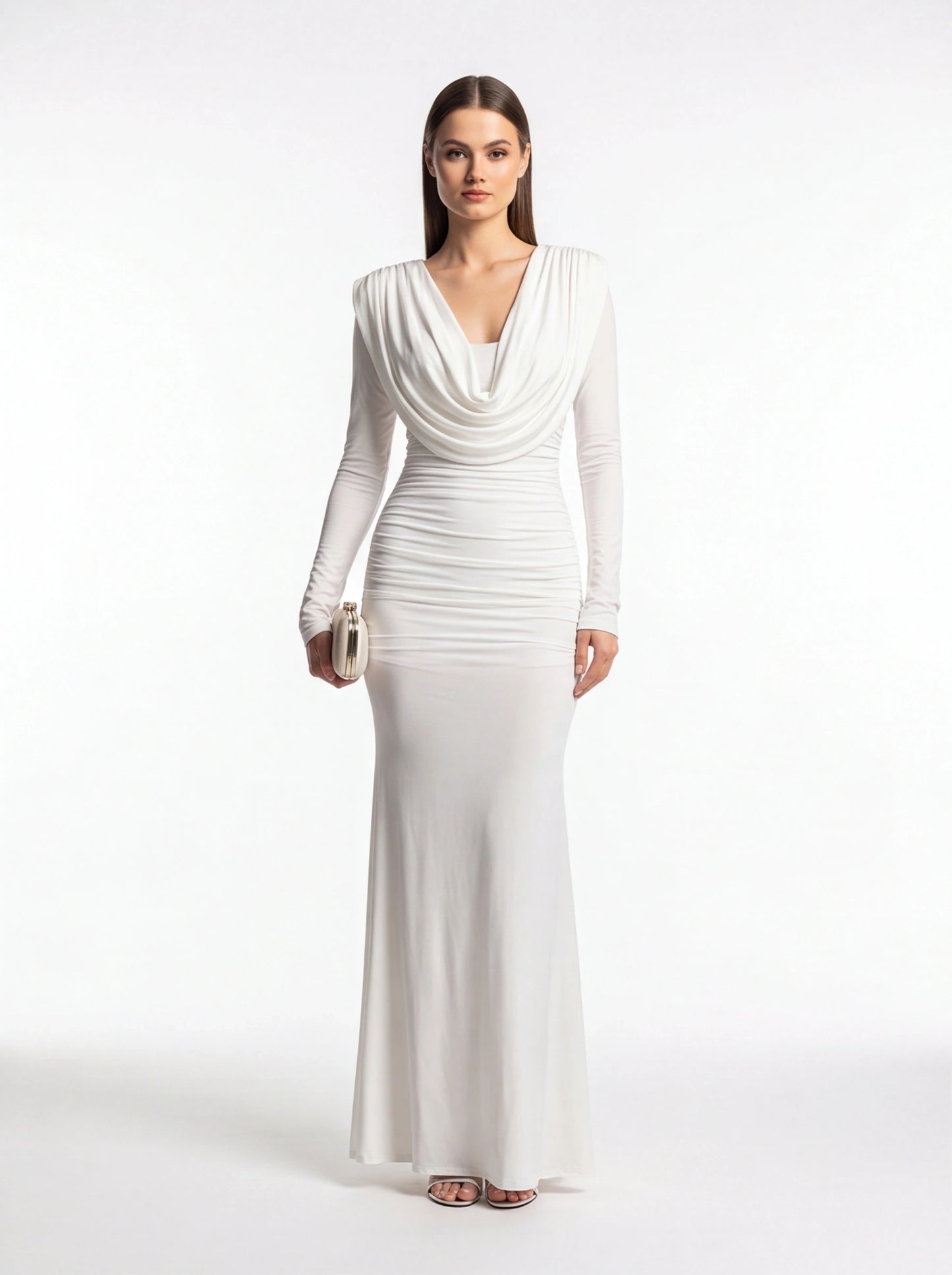 Elegant Backless Black Maxi Dress with Adjustable Straps & Flowing Sil