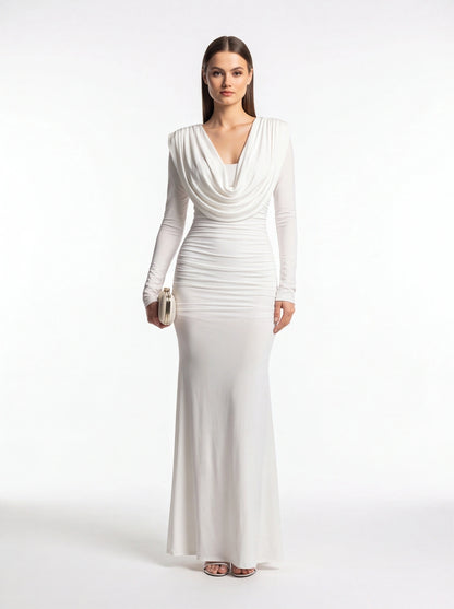 Elegant Backless Black Maxi Dress with Adjustable Straps & Flowing Sil