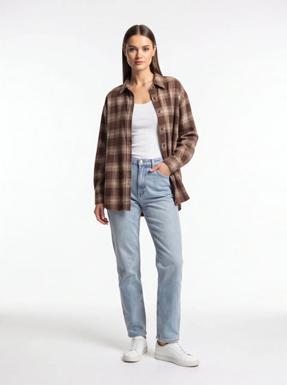 Cozy Oversized Plaid Shirt | Soft Cotton Blend | Relaxed Fit
