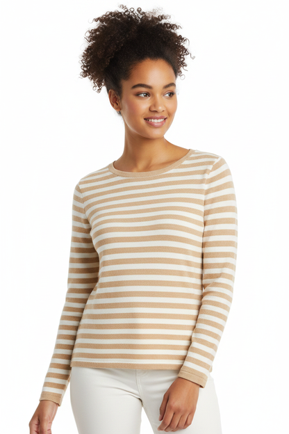 Stylish Black and White Striped Women's Top with Comfortable Fit by Jamota T-Shirts T-Shirts