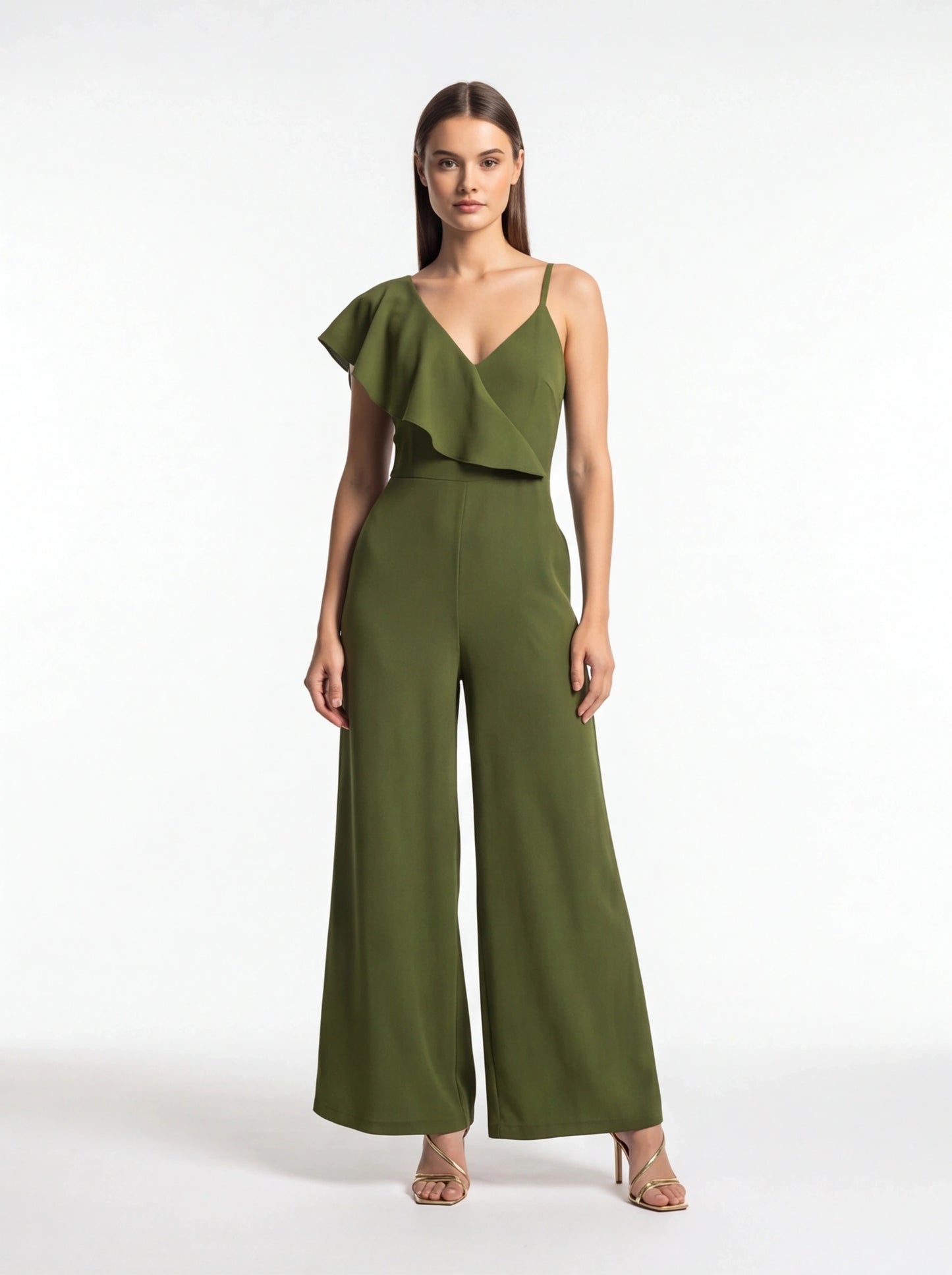 Backless Wide-Leg Jumpsuit with Ruffle Tie Panel - Jamota