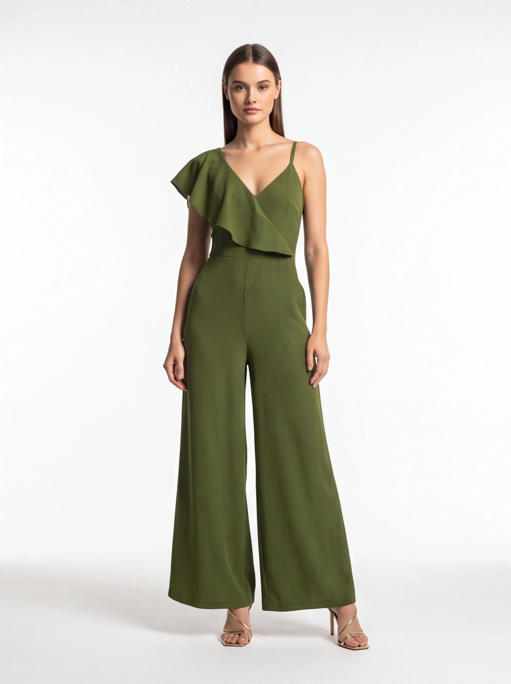 Backless Wide-Leg Jumpsuit with Ruffle Tie Panel - Jamota