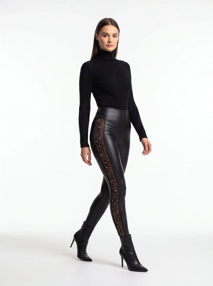 Chic High-Waisted Skinny Pants with Stretch Fabric and Pockets