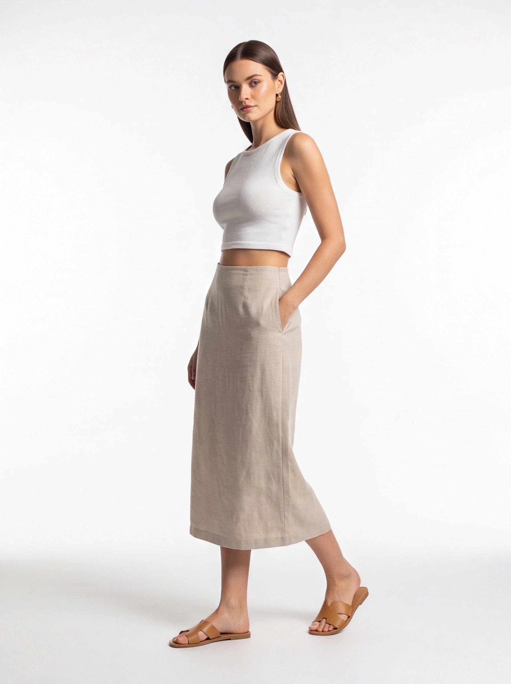 Stylish White Sleeveless Crop Top with Soft Fabric and Tailored Fit by Jamota T-Shirts T-Shirts