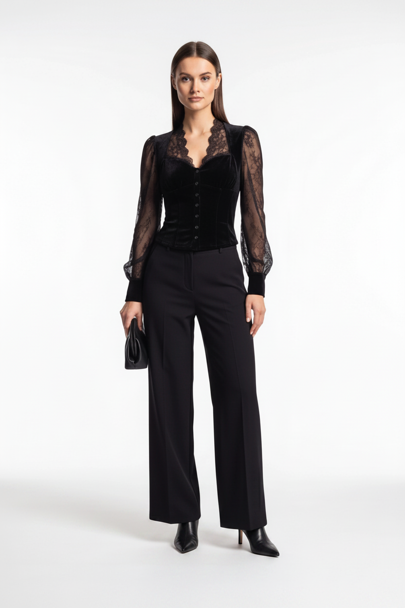 Elegant Sheer Lace Blouse for Women - Long Sleeve, Lightweight Design by Jamota Blouses Blouses