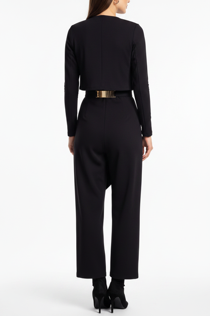 Chic Elegant Jumpsuit with Jacket Set | Tailored Fit & Versatile Desig by Jamota One-Pieces Jumpsuits