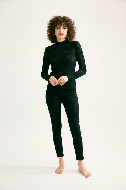 Chic Sheer Lace Blouse for Women with Elegant Detailing & Comfort Fit by Jamota Clothing Tops Women's Tops