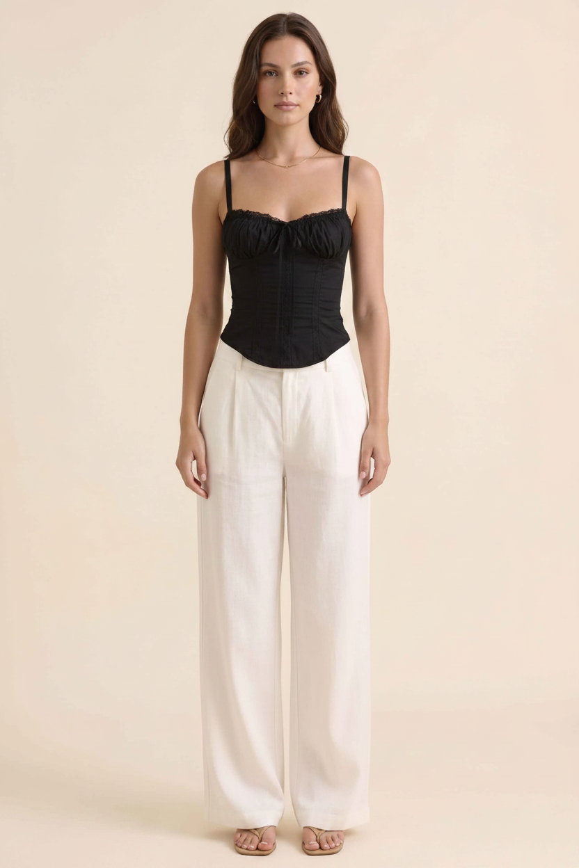 Elegant Structured Corset Cami Top with Adjustable Straps & Breathable by Jamota Tank Tops Camisoles