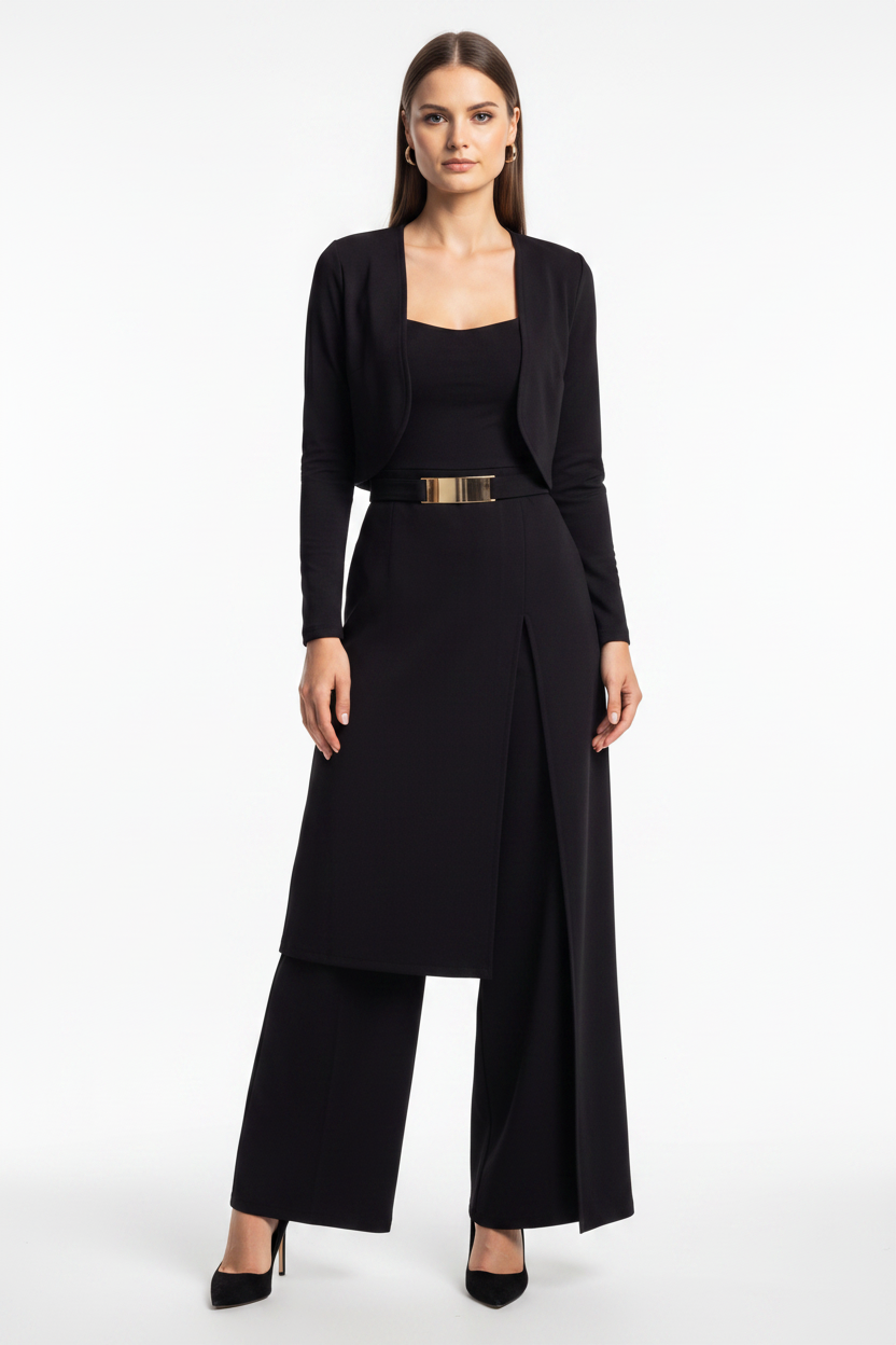 Chic Elegant Jumpsuit with Jacket Set | Tailored Fit & Versatile Desig by Jamota One-Pieces Jumpsuits