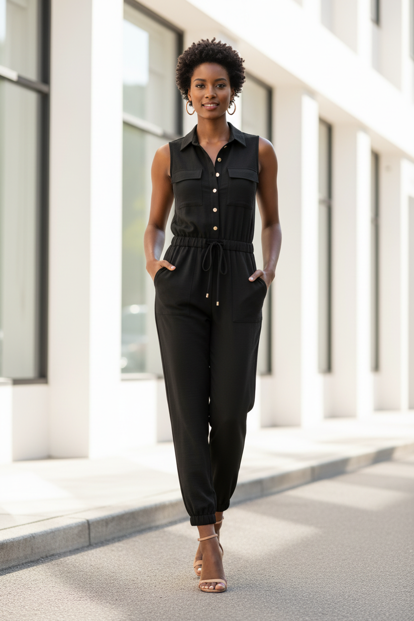 Stylish Comfortable Women's Jumpsuit with Pockets & Adjustable Straps by Jamota One-Pieces Women's Jumpsuits & Rompers