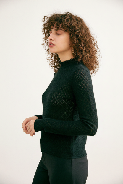 Chic Sheer Lace Blouse for Women with Elegant Detailing & Comfort Fit by Jamota Clothing Tops Women's Tops