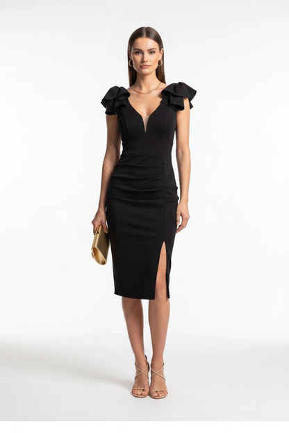 Chic Elegant Midi Cocktail Dress with Sleeveless Design and Flattering by Jamota Dresses Women's Dresses