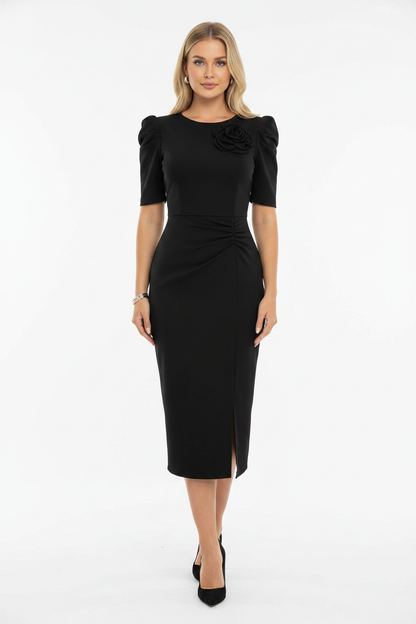 Chic Floral Bodycon Cocktail Dress with Elegant Fit and Stretch Fabric by Jamota Dresses Casual Dresses