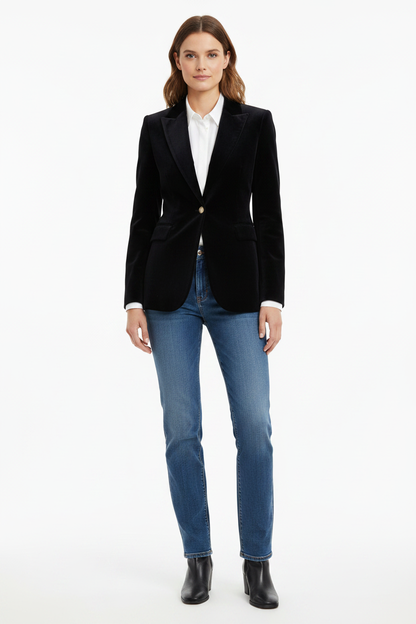 Structured Tailored Blazer with Classic Collar - Jamota