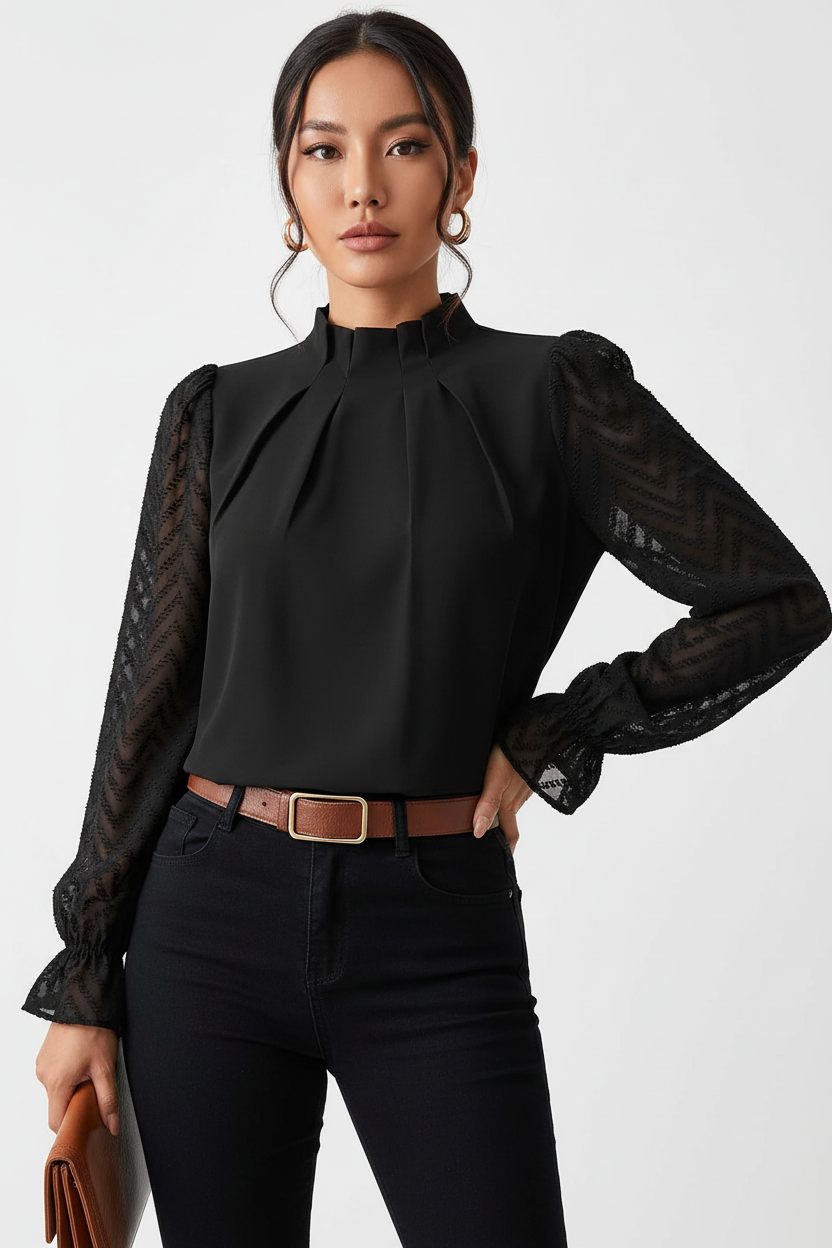 Elegant Long Sleeve Blouse with Soft Fabric and Flattering Fit by Jamota Blouses Women’s Blouses