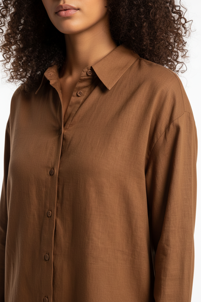 Elegant Relaxed Button Blouse with Soft Fabric and Versatile Fit by Jamota Blouses Blouses