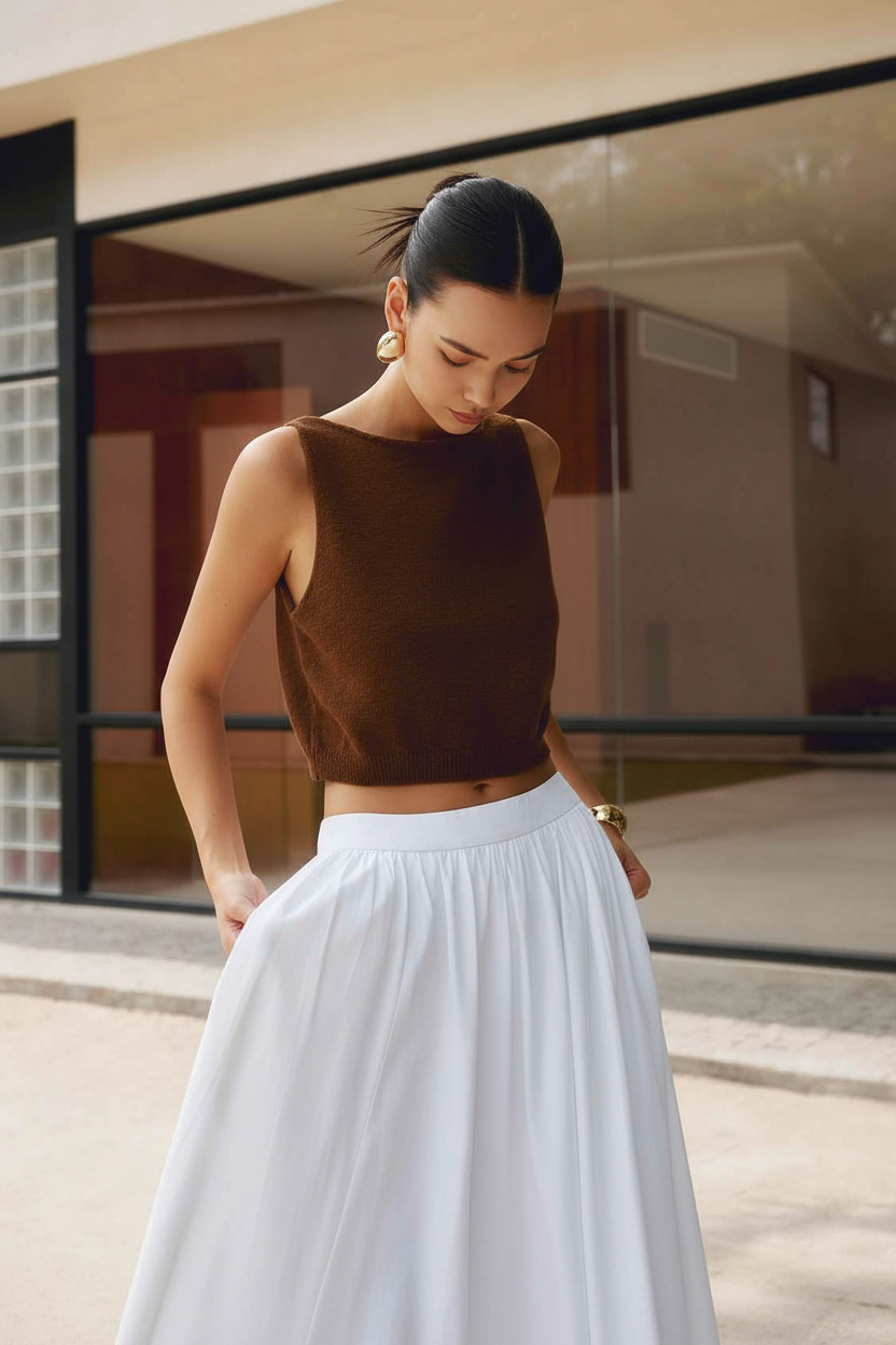 Stylish White Sleeveless Crop Top with Soft Fabric and Tailored Fit by Jamota Tank Tops T-Shirts