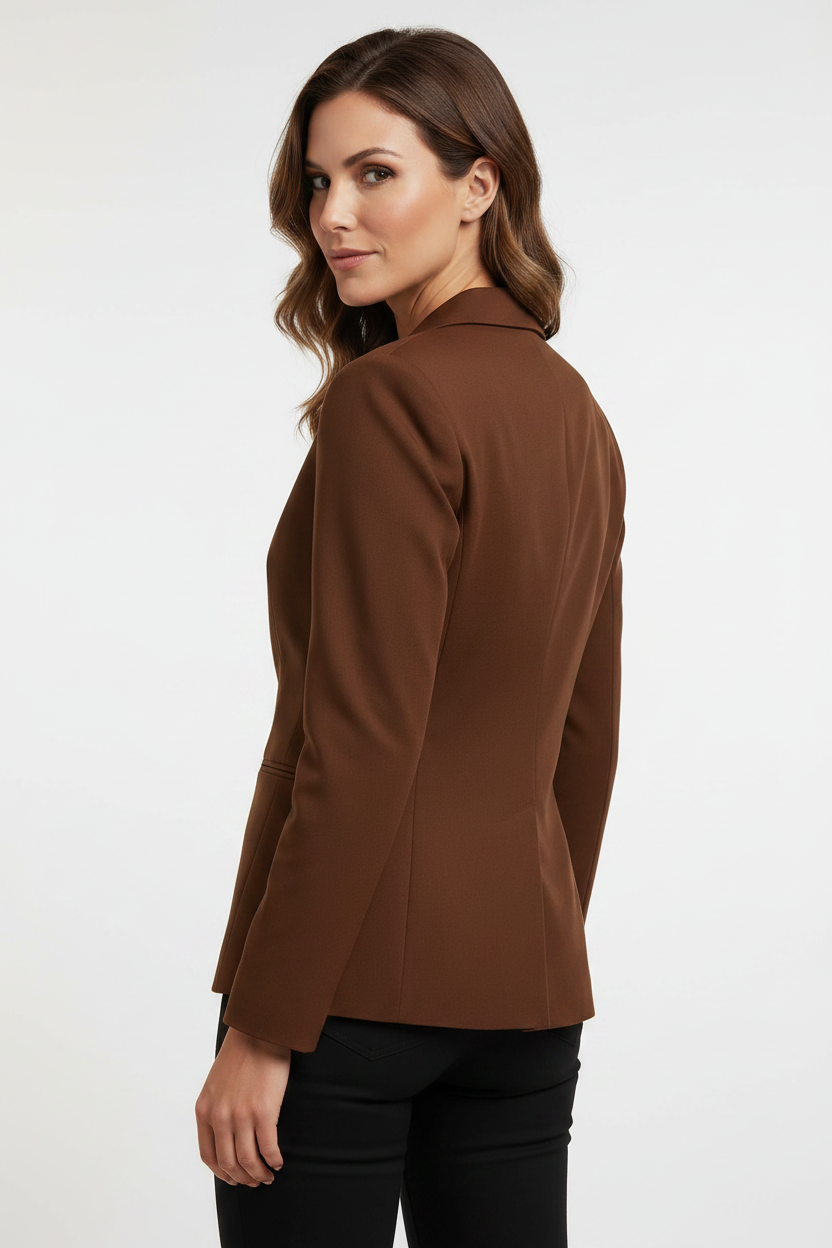 Elegant Tailored Slim Fit Blazer with Padded Shoulders & Pocket Detail by Jamota Blazers