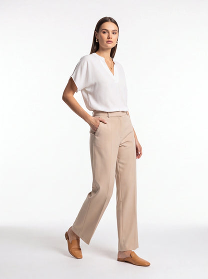 Elegant Soft V Neck Blouse with Lightweight Fabric and Relaxed Fit by Jamota Clothing Tops Women's Tops
