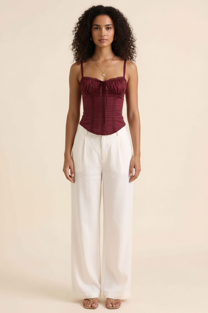 Elegant Structured Corset Cami Top with Adjustable Straps & Breathable by Jamota Tank Tops Camisoles