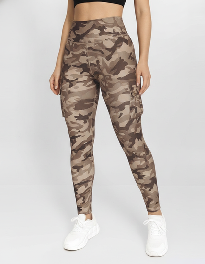 Camouflage Leggings High Waist With Pockets Premium Stretch Fabric Polyamide Elastane - Jamota