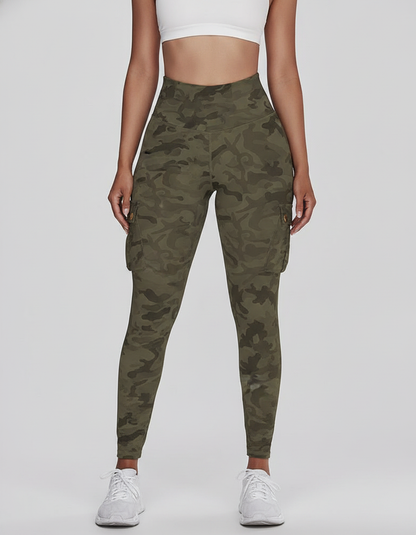 Camouflage Leggings High Waist With Pockets Premium Stretch Fabric Polyamide Elastane - Jamota