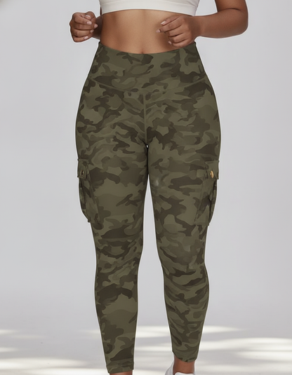 Camouflage Leggings High Waist With Pockets Premium Stretch Fabric Polyamide Elastane - Jamota