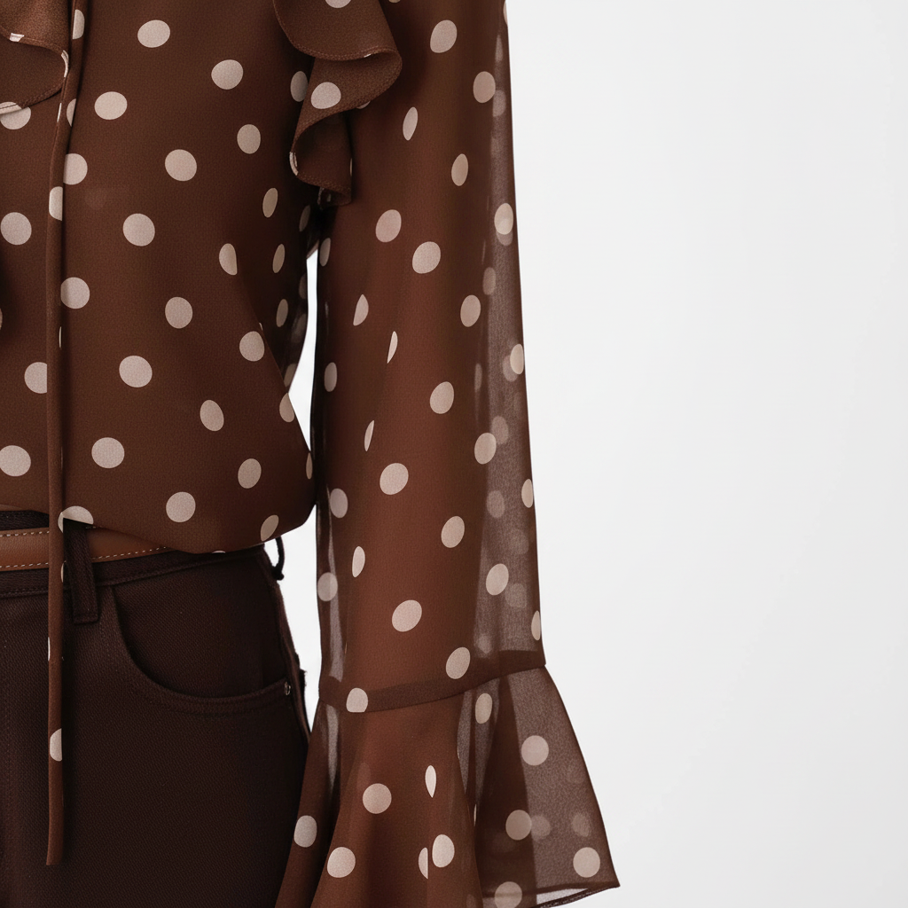 Elegant Vintage Polka Dot Blouse with Soft Fabric and Button Detail by Jamota Blouses Blouses