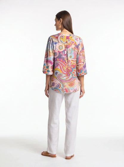 Floral Print Casual Blouse with Soft Fabric and Relaxed Fit by Jamota Blouses Women's Tops