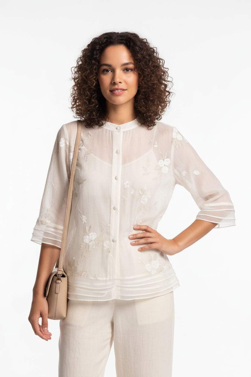 Elegant Floral Women's Top with Lightweight Fabric and Comfortable Fit by Jamota Clothing Tops Women’s Tops