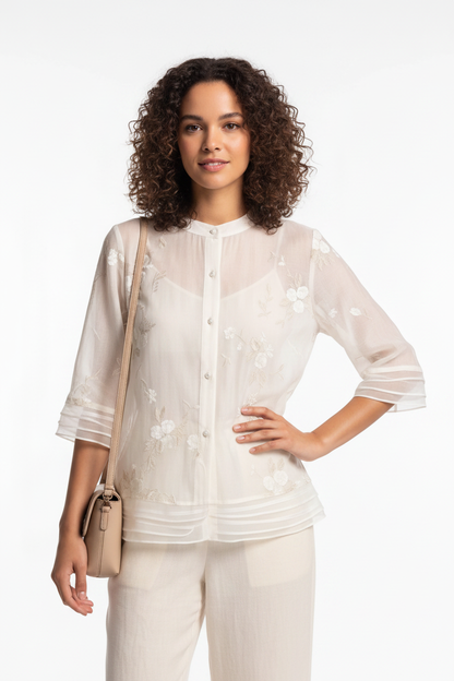 Elegant Floral Women's Top with Lightweight Fabric and Comfortable Fit by Jamota Clothing Tops Women’s Tops