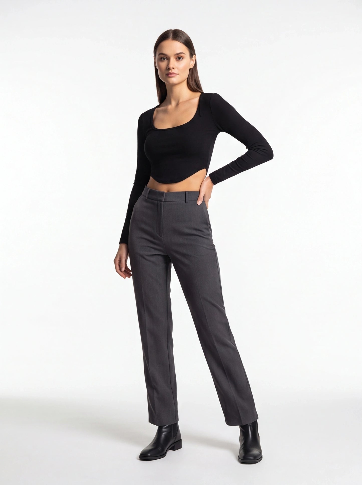 Stylish Ribbed V Neck Crop Top with Comfortable Stretch Fabric - Jamota
