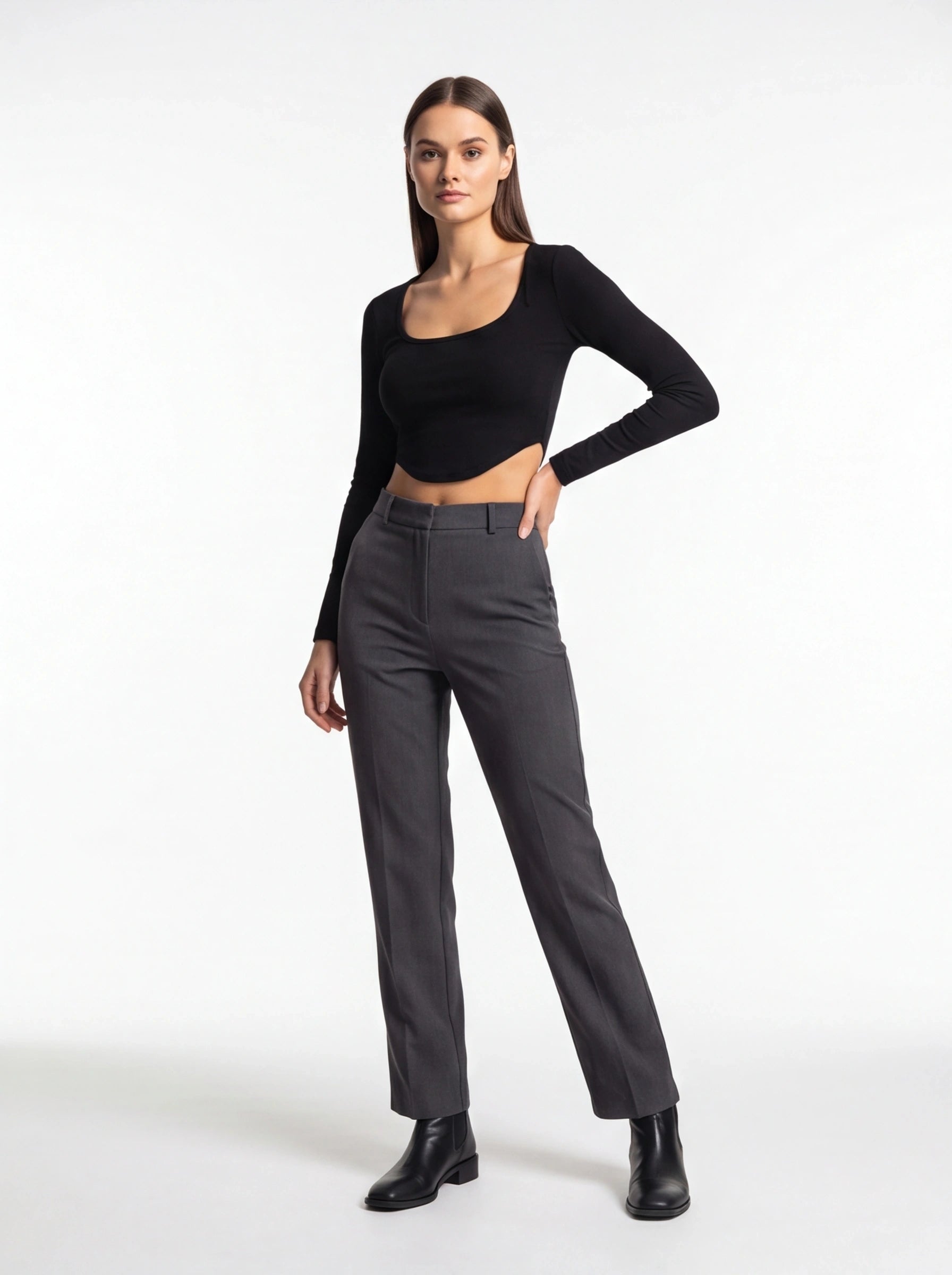 Stylish Ribbed V Neck Crop Top with Comfortable Stretch Fabric - Jamota
