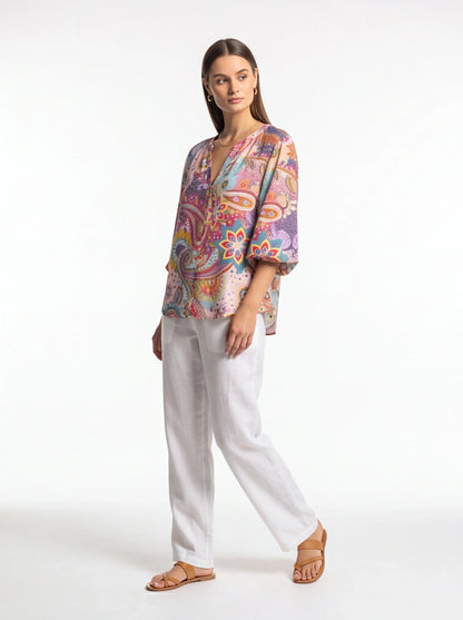 Floral Print Casual Blouse with Soft Fabric and Relaxed Fit by Jamota Blouses Women's Tops
