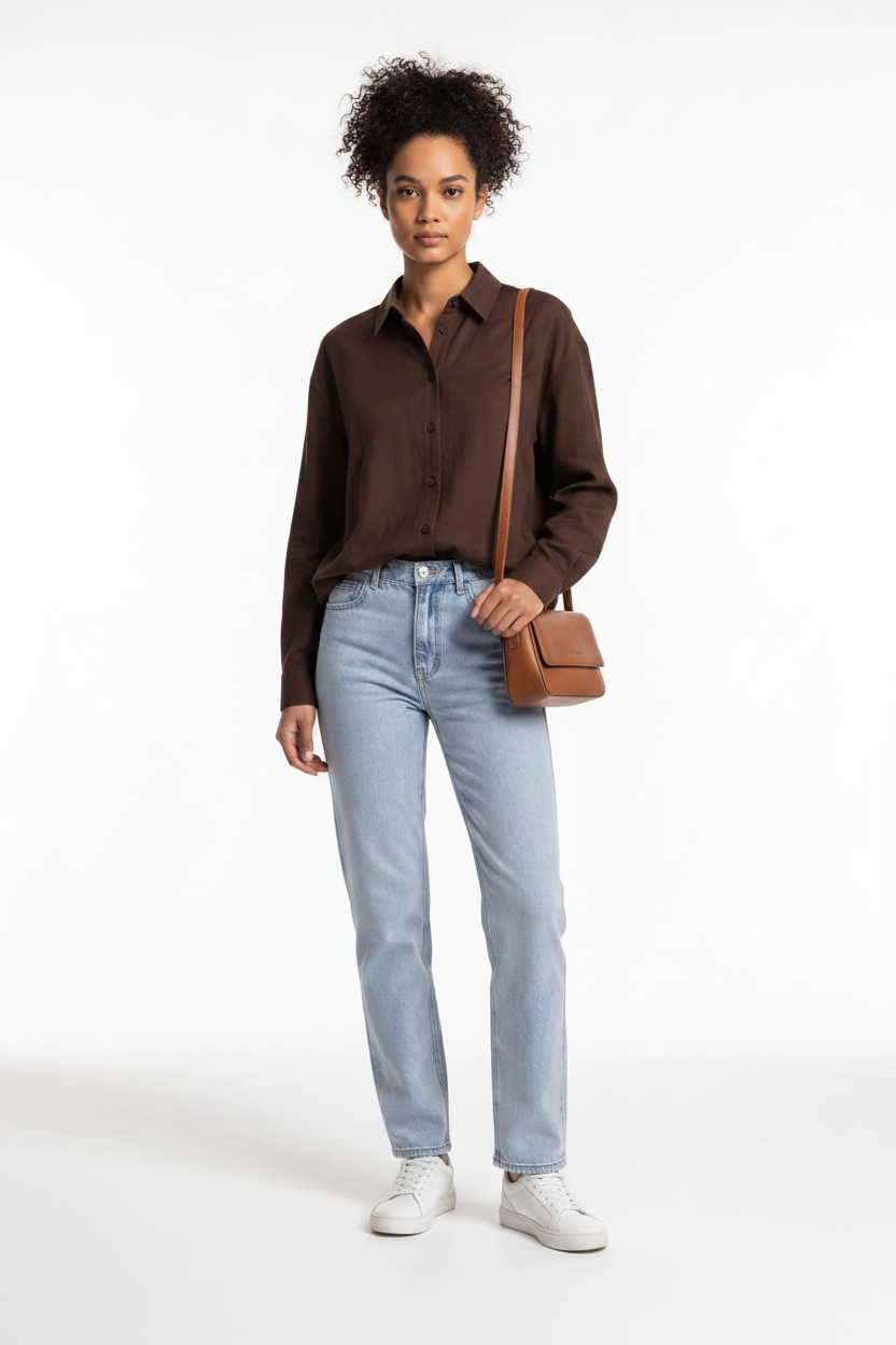 Elegant Relaxed Button Blouse with Soft Fabric and Versatile Fit by Jamota Blouses Blouses