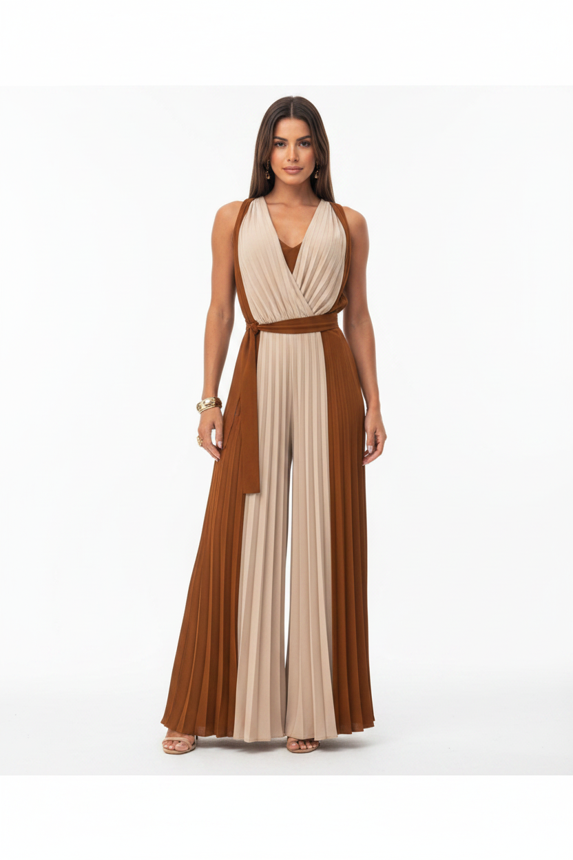 Stylish Casual Colorblock Jumpsuit for Women | Comfortable & Versatile - Jamota