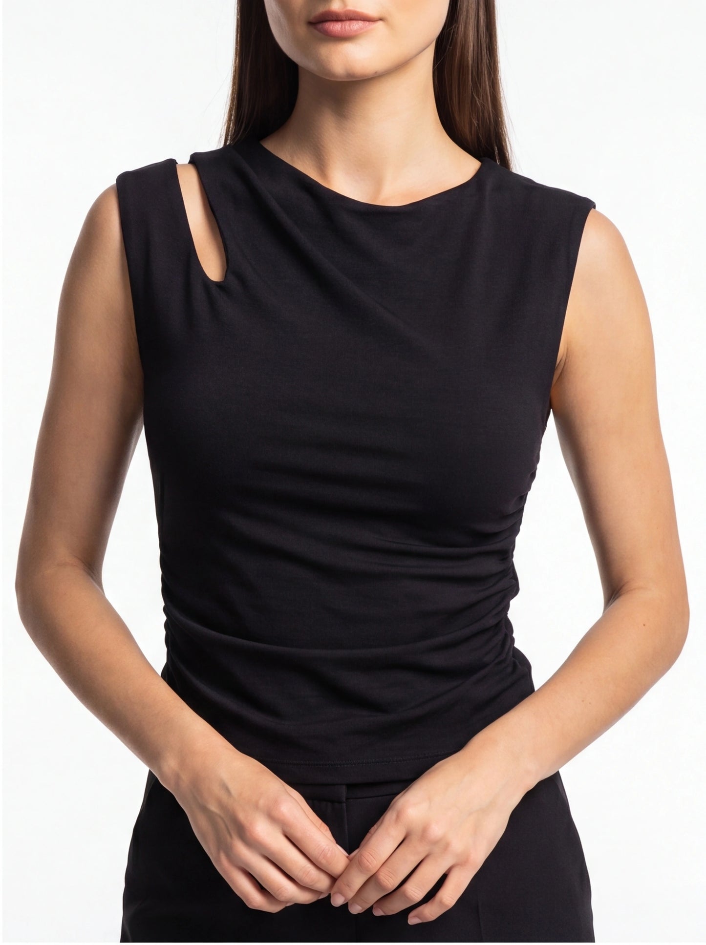 Chic Asymmetrical Women's Top with Elegant Design and Versatile Fit