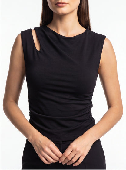 Chic Asymmetrical Women's Top with Elegant Design and Versatile Fit