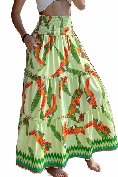 High Waisted A Line Maxi Skirt In Lightweight Breathable Viscose Fabric For Women - Jamota