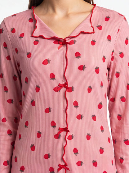 Charming Collection Women's Pajama Set with Frill Trim & Elastic Waist