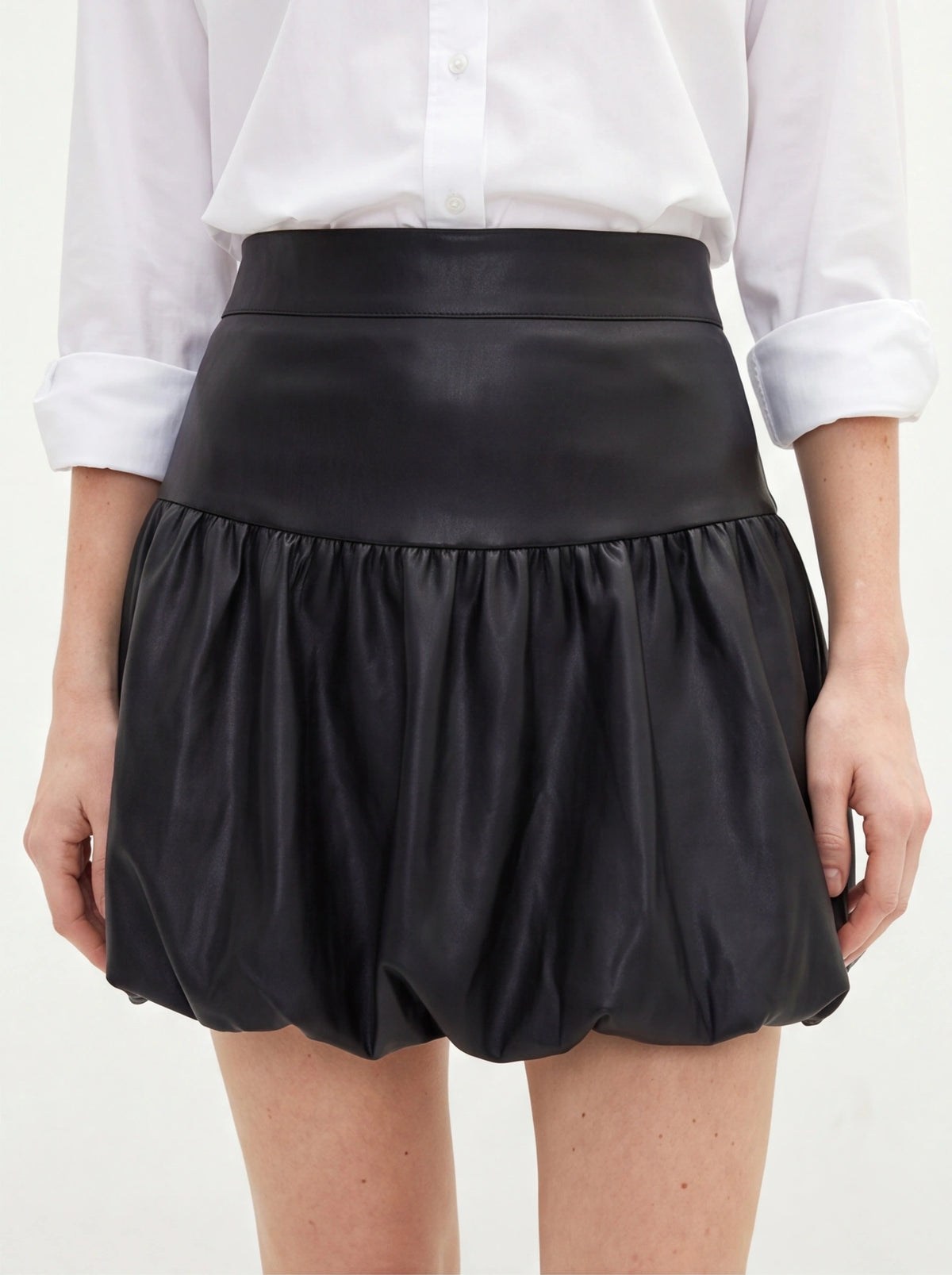 Black Mini Skirt Bubble Silhouette - Jamota