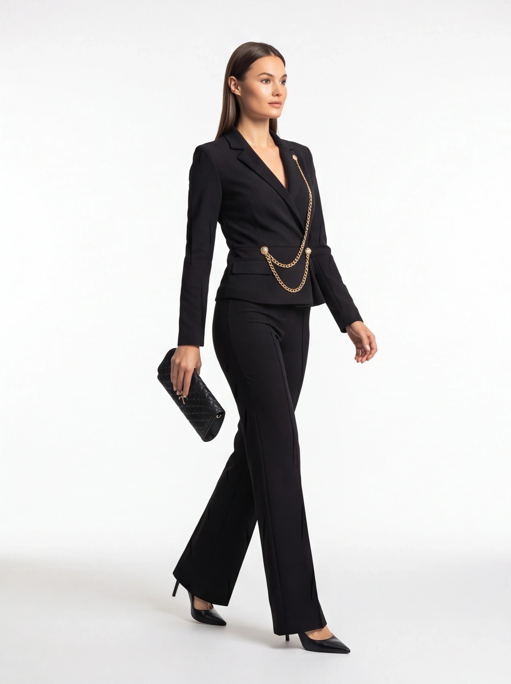 Elegant Black Jumpsuit for Women with Pockets and Adjustable Straps by Jamota One-Pieces Women's Jumpsuits
