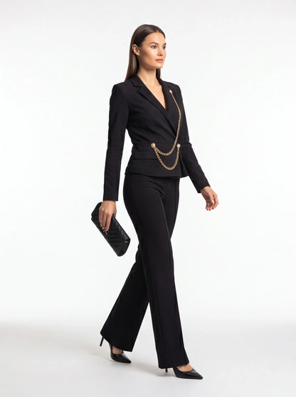 Elegant Black Jumpsuit for Women with Pockets and Adjustable Straps by Jamota One-Pieces Women's Jumpsuits