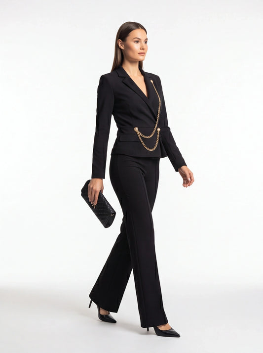 Elegant Black Jumpsuit for Women with Pockets and Adjustable Straps by Jamota One-Pieces Women's Jumpsuits
