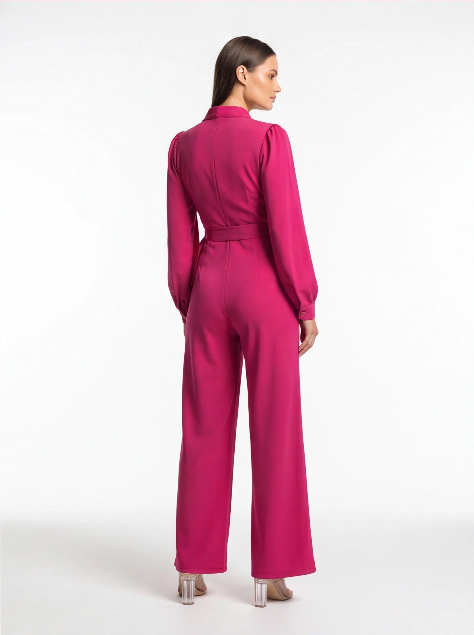 Elegant Wide-Leg Jumpsuit for Women with Pockets & Belted Waist by Jamota One-Pieces Jumpsuits